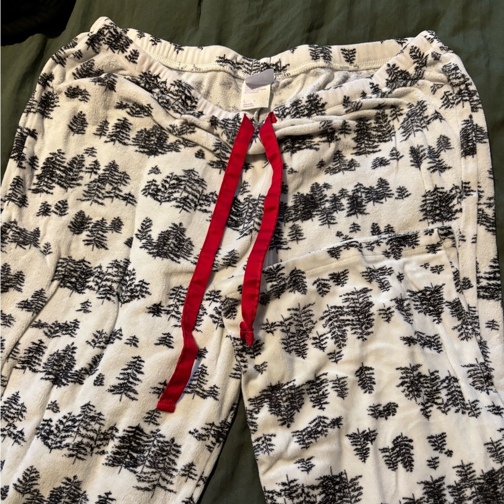 Stars Above Black and White Pajama Pants with Red Drawstring